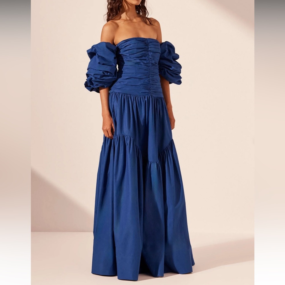 Maiori Contour Ruched Maxi Dress - Azure